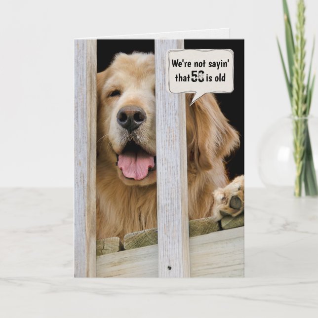 Golden Retriever 50:e födelsedagen Humor Kort (Framsida)