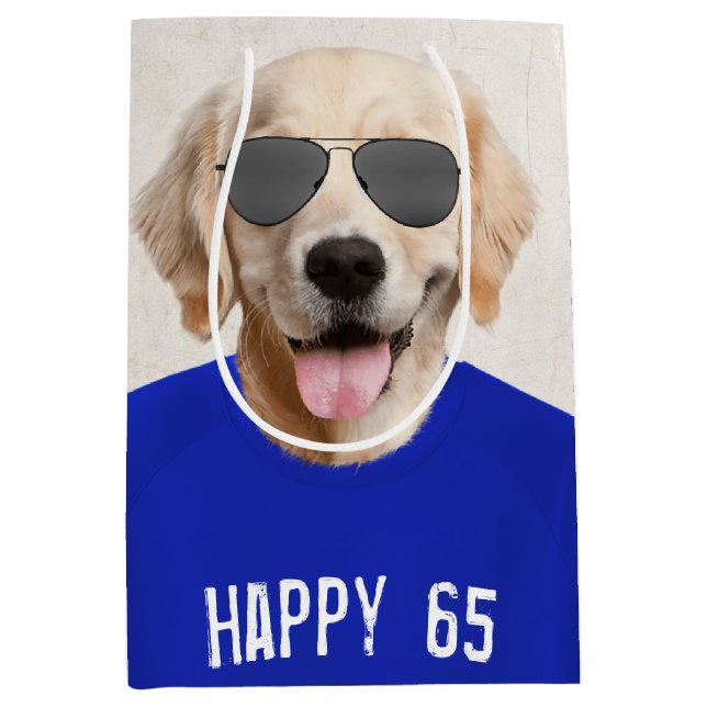 Golden Retriever 65e Birthday Medium Gift Bag (Framsidan)