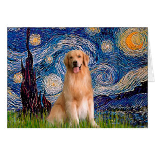 Golden Retriever 8 - Starry Natt ght Hälsningskort