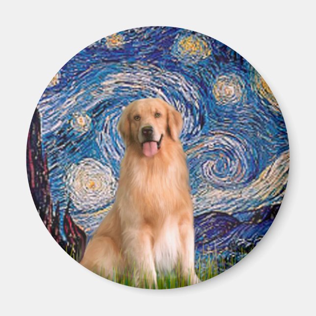 Golden Retriever 8 - Stjärnkväll Magnet (Framsidan)