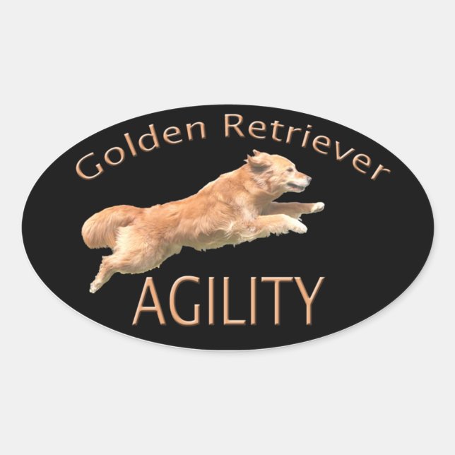 Golden Retriever Agilitet Decal Ovalt Klistermärke (Framsida)