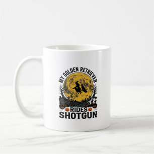 Golden Retriever Åker Hagelgevär Halloween Häxa Ko Kaffemugg