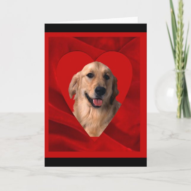Golden Retriever Alla Hjärtans Dag Helgkort (Framsida)