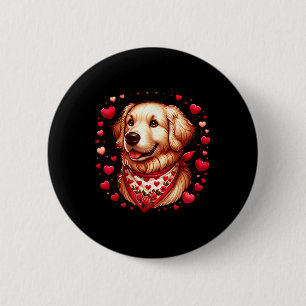 Golden Retriever Alla Hjärtans Dag Hjärtan Hund Knapp