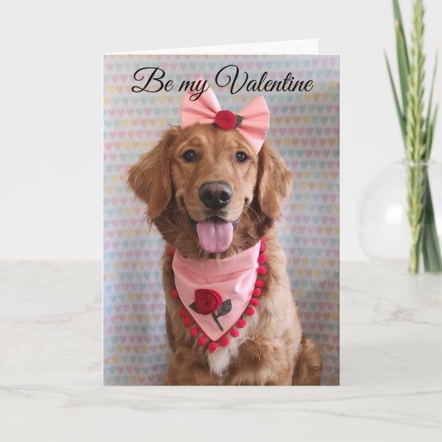 Golden Retriever Alla hjärtans dag kort (Framsida)