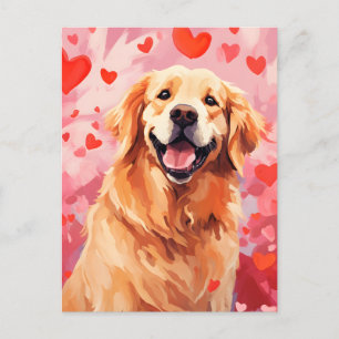 Golden Retriever Alla hjärtans dag Vykort