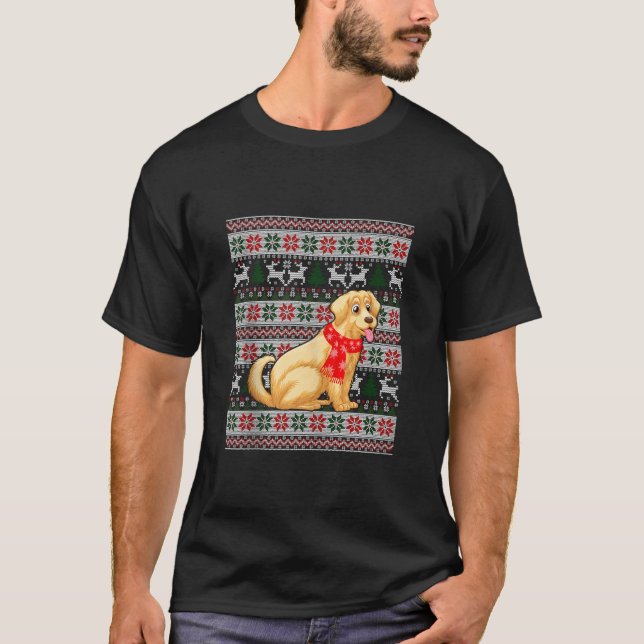 Golden Retriever Älskare-julfamiljen Matching P T Shirt (Framsida)