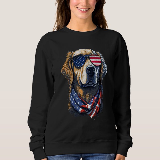 Golden Retriever  American Flag USA America 4th Of T Shirt (Framsida)