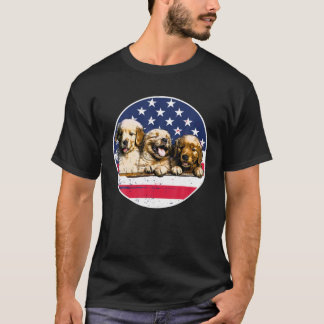 Golden Retriever American Flagga 4:e juli T Shirt
