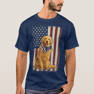 Golden Retriever American Flagga Bandana 4 juli T Shirt
