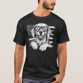 Golden Retriever American Flagga T Shirt