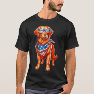 Golden Retriever American Flagga USA 4:e T Shirt