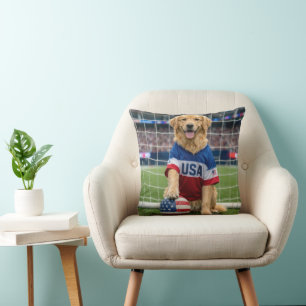 Golden Retriever Amerikansk Fotbollsspelare Kudde