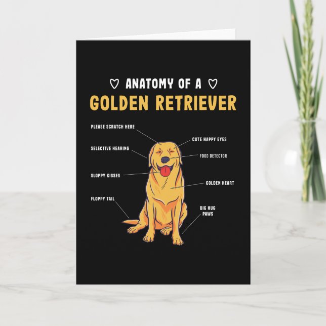 Golden Retriever Anatomy Rolig hund Gift Kort (Framsida)