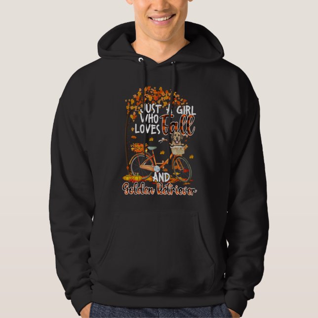 Golden Retriever And Fall  Dog Bicycle Thanksgivin Hoodie (Framsida)