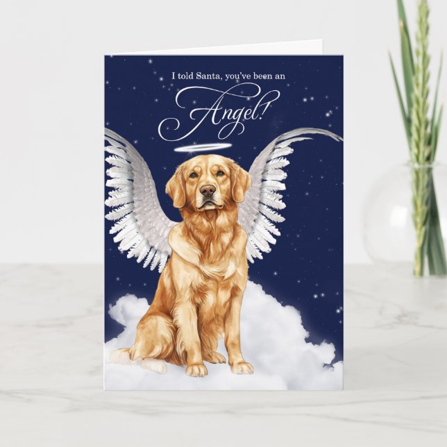 Golden Retriever Angel Hund jul Helgkort (Framsida)