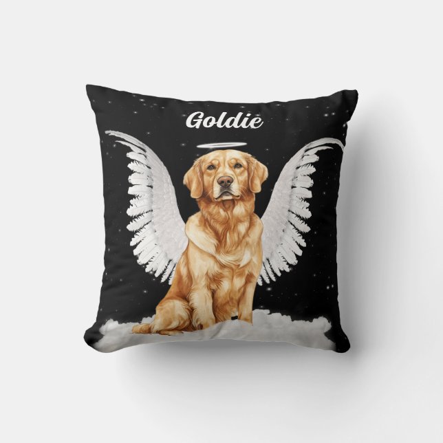 Golden Retriever Angel Hund med Namn Kudde (Framsida)