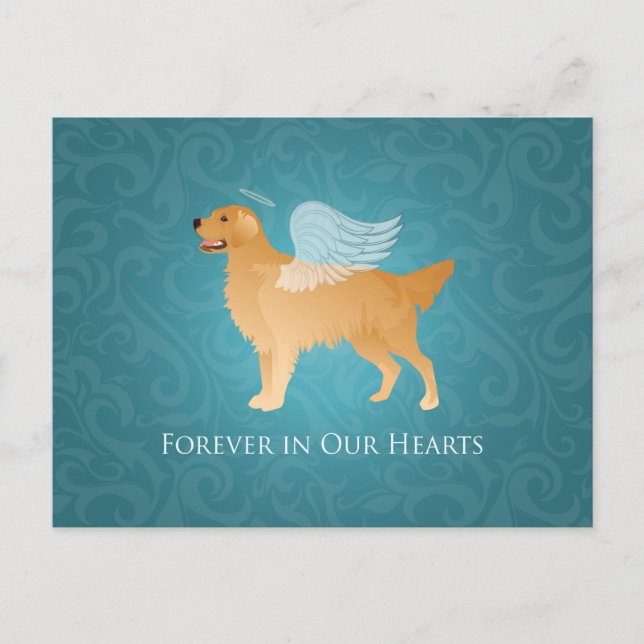 Golden Retriever Angel Hund - Pet Memorial Vykort (Framsida)