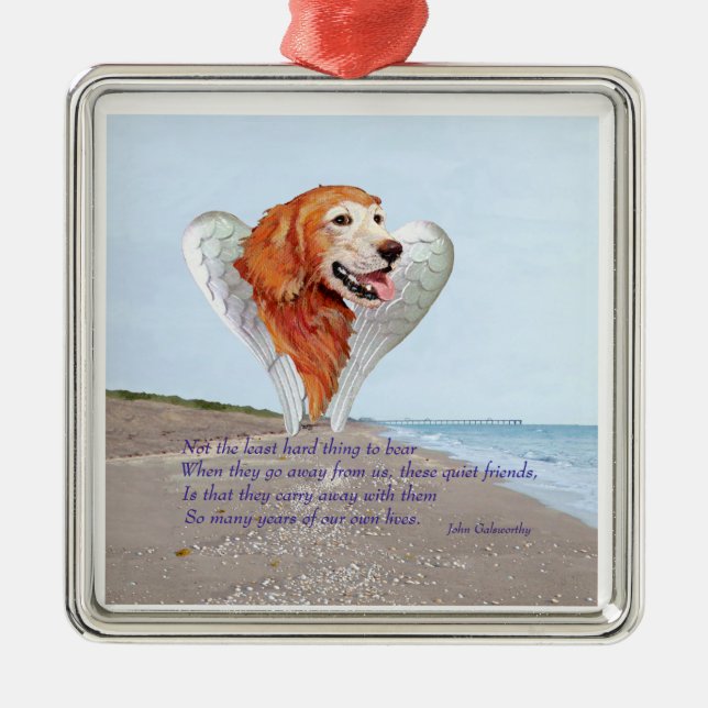 Golden Retriever Ängel Julgransprydnad Metall (Framsidan)