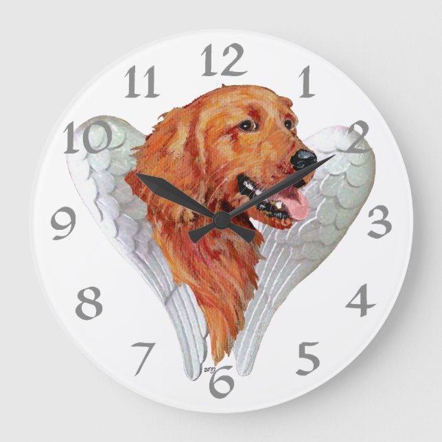 Golden Retriever Ängel Stor Klocka (Framsida)