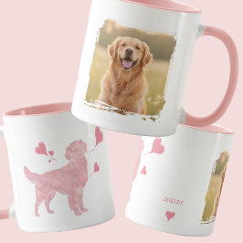 Golden Retriever Anpassad Foto & Namn Alla Hjärtan Mugg