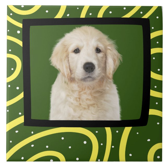 Golden Retriever-anpassat foto ram Kakelplatta (Framsidan)