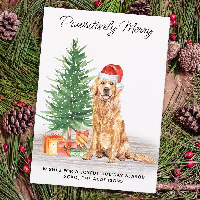 Golden Retriever Anpassningsbar Cute God jul Hund Julkort (Skapare uppladdad)