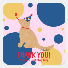 Golden Retriever Anpassningsbar Hund Birthday Stic Fyrkantigt Klistermärke