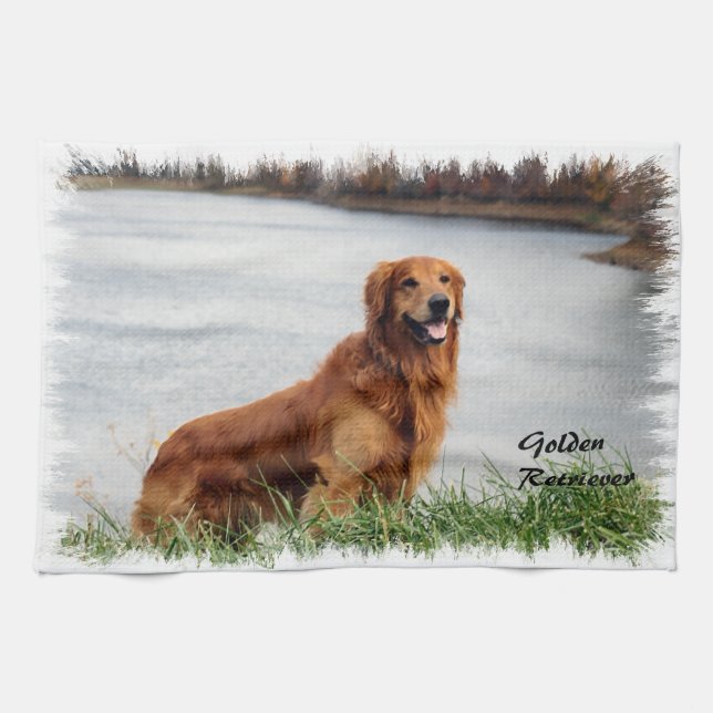 Golden Retriever Art Kökshandduk (Horisontell)
