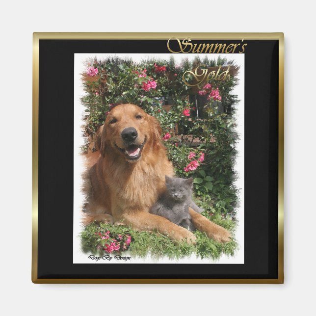 Golden Retriever Art-presentationer Magnet (Framsidan)