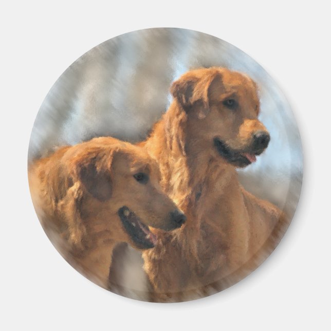 Golden Retriever Art-presentationer Magnet (Framsidan)