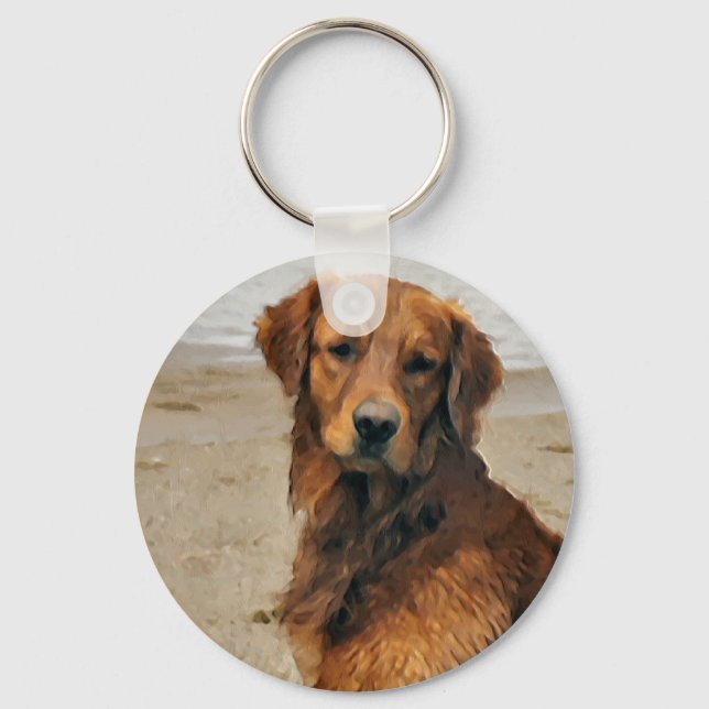 Golden Retriever Art-presentationer Nyckelring (Framsida)