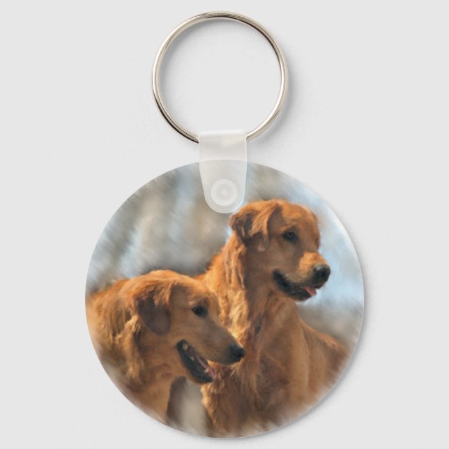 Golden Retriever Art-presentationer Nyckelring (Framsida)