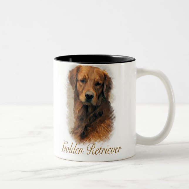 Golden Retriever Art-presentationer Två-Tonad Mugg (Höger)