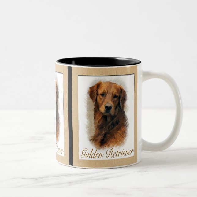 Golden Retriever Art-presentationer Två-Tonad Mugg (Höger)