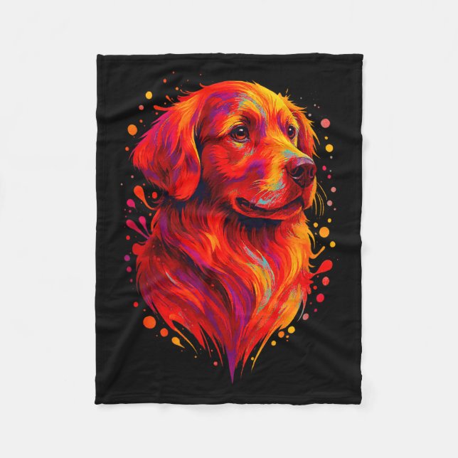 Golden Retriever Art Rtrait For Dog Owners  Fleecefilt (Framsidan)