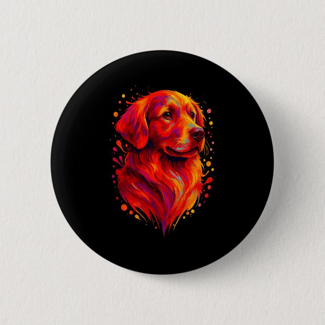 Golden Retriever Art Rtrait For Dog Owners  Knapp (Framsida)