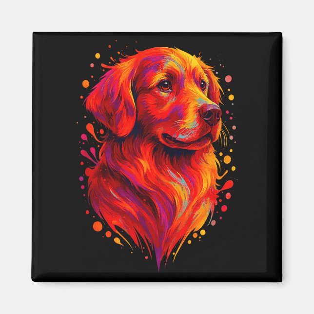 Golden Retriever Art Rtrait For Dog Owners  Magnet (Framsidan)