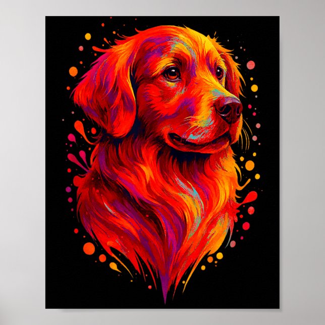 Golden Retriever Art Rtrait For Dog Owners  Poster (Framsidan)