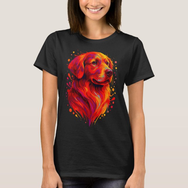 Golden Retriever Art Rtrait For Dog Owners  T Shirt (Framsida)