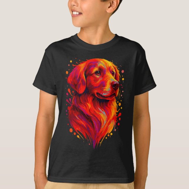 Golden Retriever Art Rtrait For Dog Owners  T Shirt (Framsida)