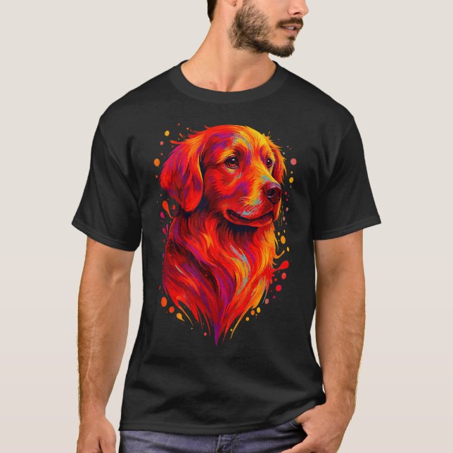 Golden Retriever Art Rtrait For Dog Owners  T Shirt (Framsida)