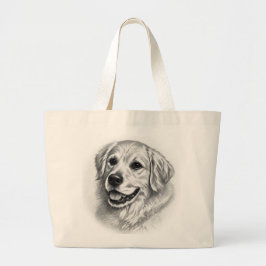 Golden Retriever Artistic Sketch Portrait Tote Bag Jumbo Tygkasse