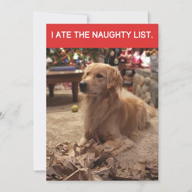 Golden Retriever Ate Naughty List - julklapp Julkort (Framsida)