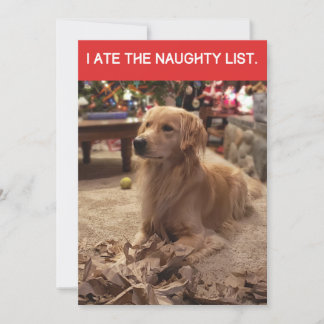 Golden Retriever Ate Naughty List - julklapp Julkort