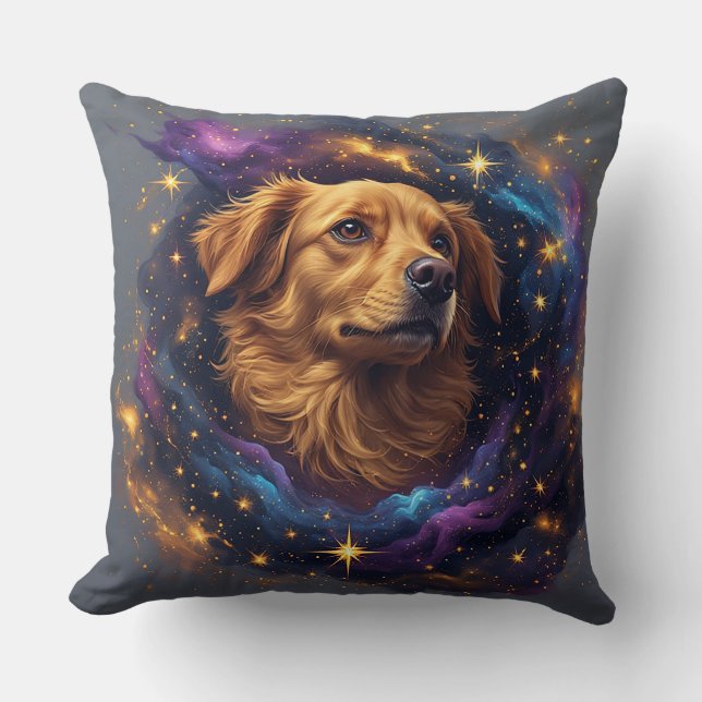 Golden Retriever av Whimsical Cosmos Kudde (Framsida)