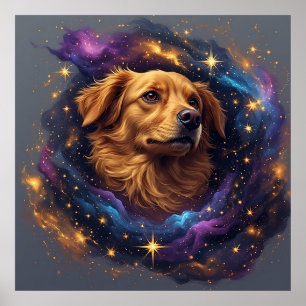 Golden Retriever av Whimsical Cosmos Poster