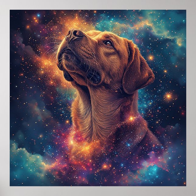 Golden Retriever av Whimsical Cosmos Poster (Framsidan)