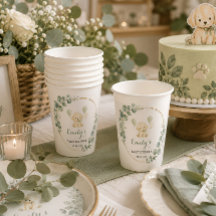 Golden Retriever Baby Shower Sage Grön Eukalyptus