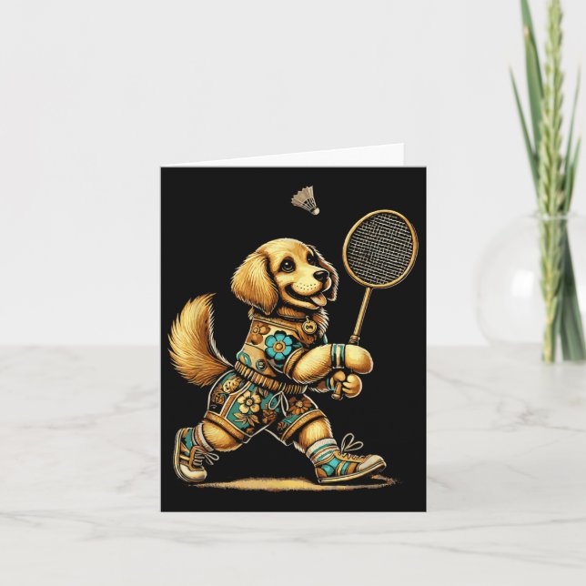Golden Retriever Badminton Player Shuttle Kort (Framsida)